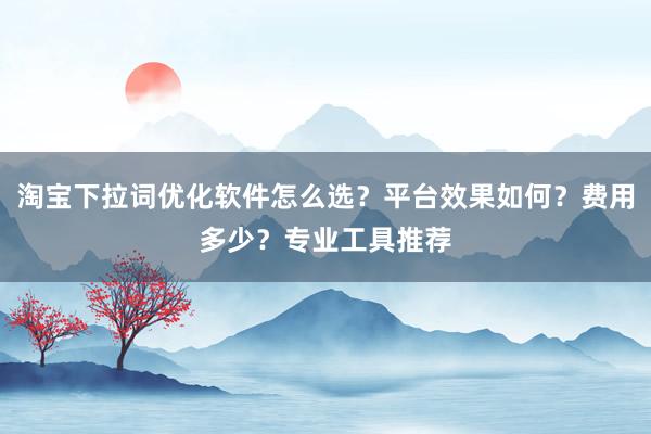 淘宝下拉词优化软件怎么选？平台效果如何？费用多少？专业工具推荐