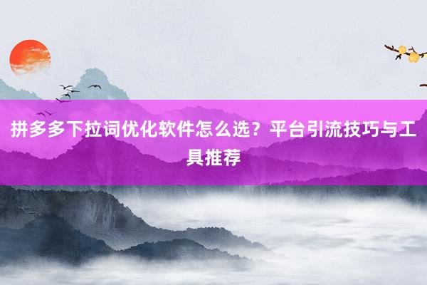 拼多多下拉词优化软件怎么选？平台引流技巧与工具推荐