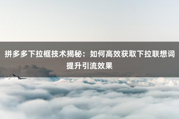 拼多多下拉框技术揭秘：如何高效获取下拉联想词提升引流效果