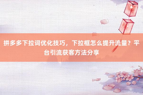 拼多多下拉词优化技巧，下拉框怎么提升流量？平台引流获客方法分享
