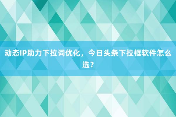 动态IP助力下拉词优化，今日头条下拉框软件怎么选？