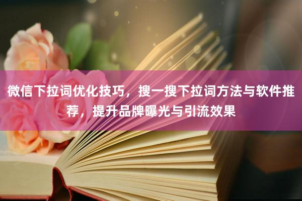微信下拉词优化技巧，搜一搜下拉词方法与软件推荐，提升品牌曝光与引流效果