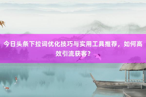 今日头条下拉词优化技巧与实用工具推荐，如何高效引流获客？